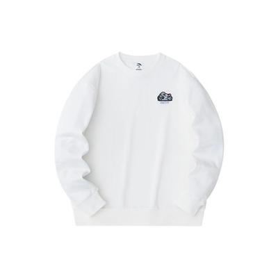 Anta Lifestyle Series однотонный круглый вырез пуловер флисовый свитшот унисекс свитшот слоновая кость 952348718-2