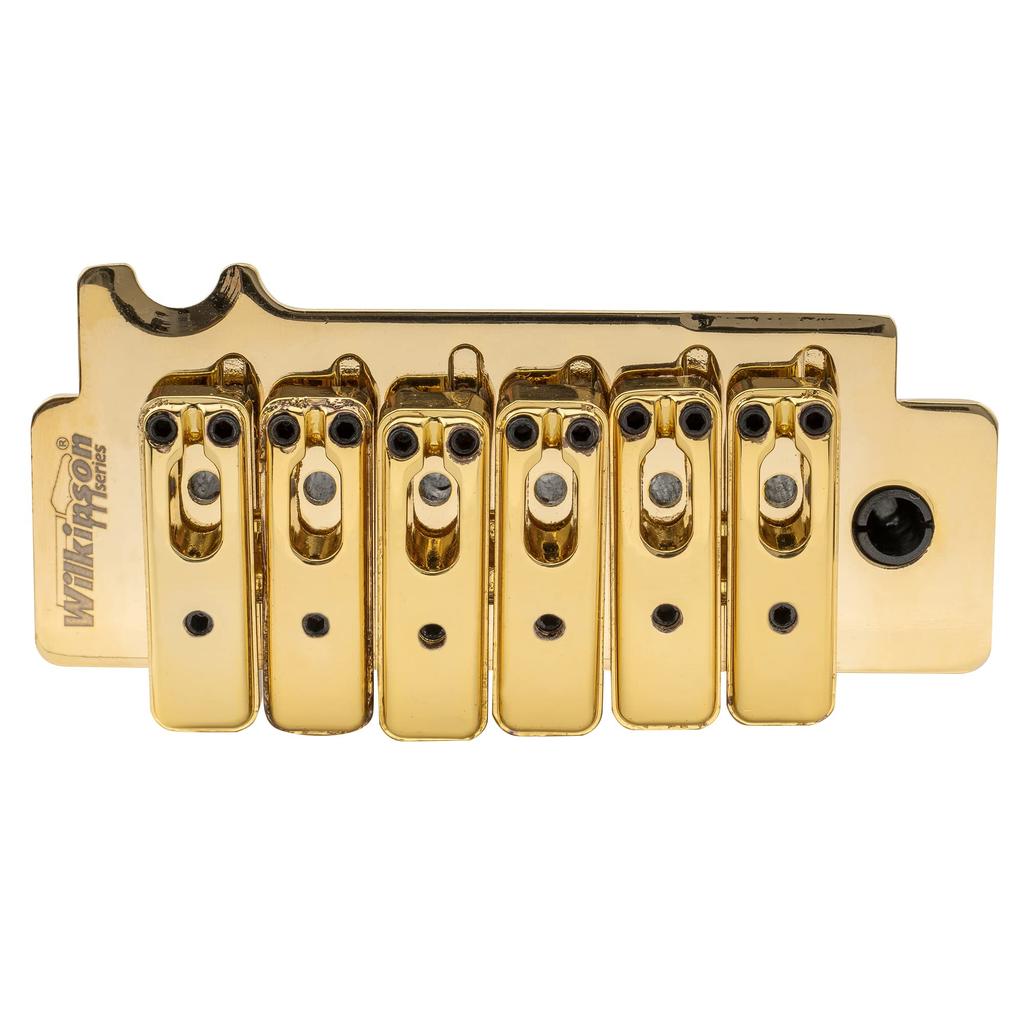 Wilkinson Individual Saddle Full Block ST Guitar Tremolo Unit Bridge for Fender Strat with 2 Gold 10.5mm Squier/Mexican Pop-In Arm, Pieces,