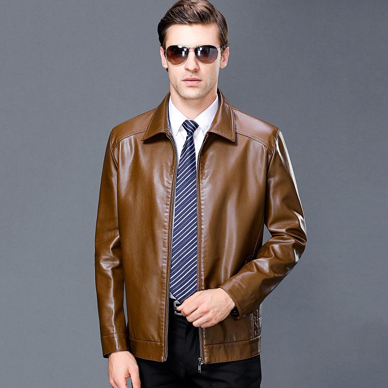Luxury and High-end New Men's Autumn and Winter Leather Clothing Men's Lapel Sheepskin Leather Clothing Fashion Casual Leather Jacket
