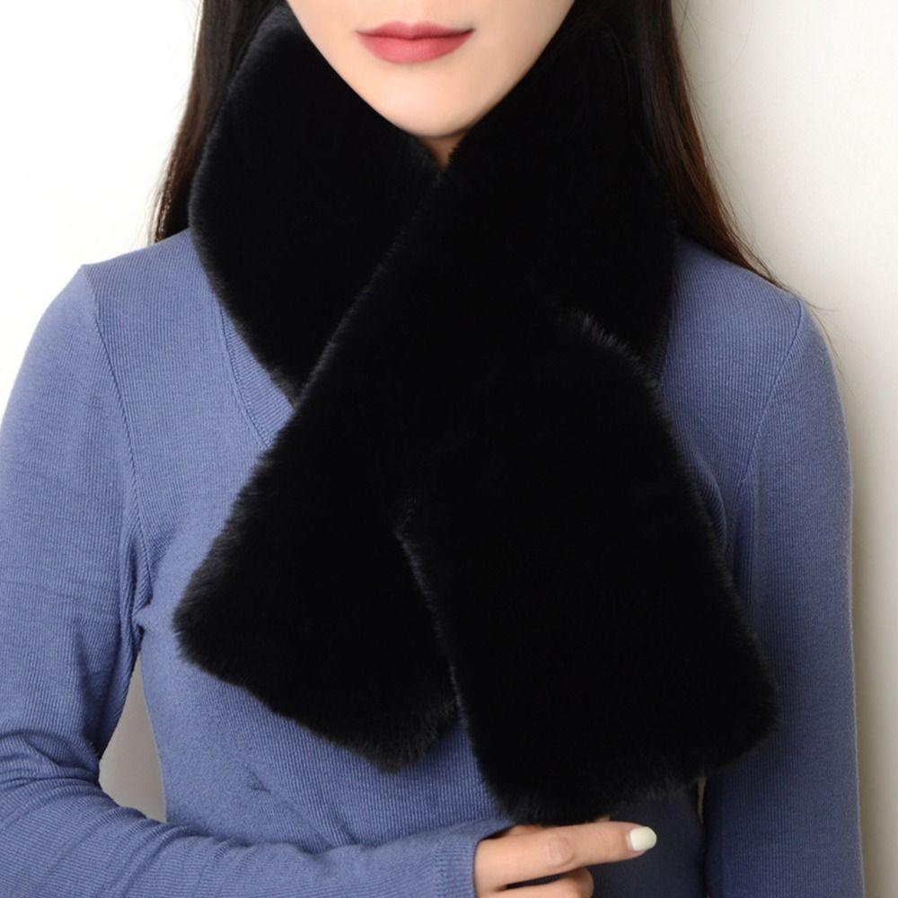 Thicken Winter Warm Shawl Solid Color Neckerchief Wrap Neck Warmer Cross Scarf