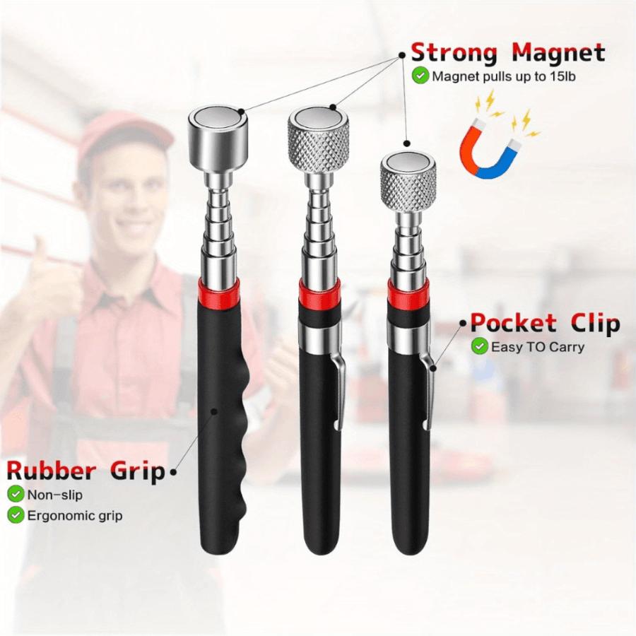 10LB & 1.5LB Magnetic Pickup Tool Set – Telescoping Stainless Steel Grabbers, Ergonomic Grip for Auto, Construction & Home DIY