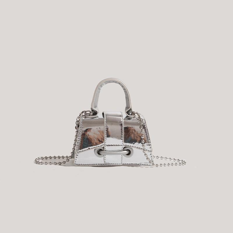 IELGY Женская серебряная цепочка маленькая квадратная сумка, лакированная кожа маленькая квадратная сумка текстура портативная сумка-мессенджер