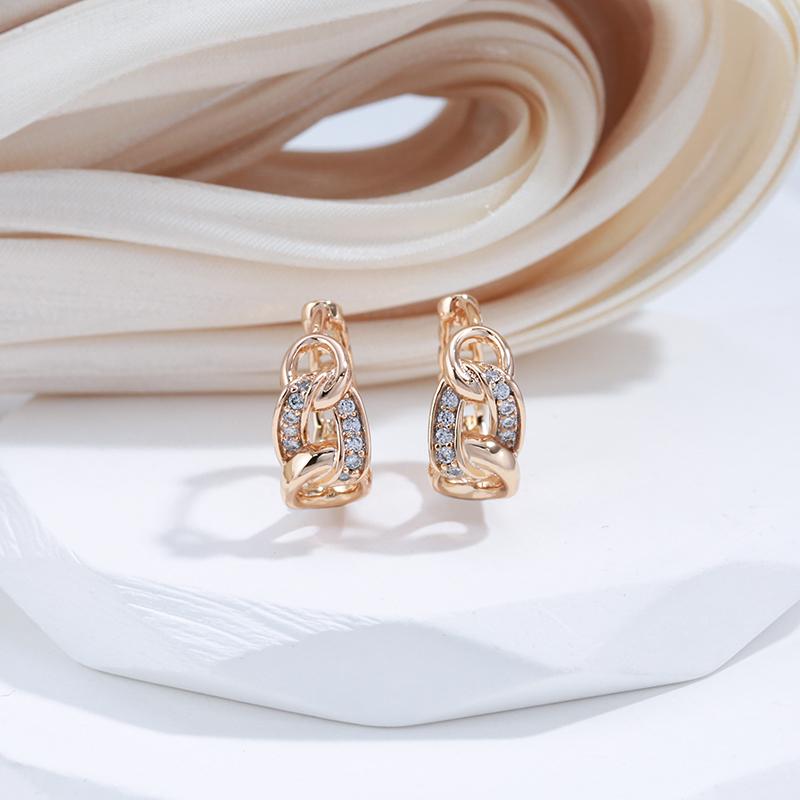 Kinel Vintage Chain Hoop Earrings For Women Rose Gold Color Fine Jewelry