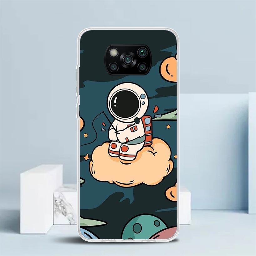 Cartoon Planet Astronaut Star Rocket Phone Case For Xiaomi Poco F7 Ultra X5 X6 X7 Pro M7 Redmi 15C 15 13C 13 12C 12 10C 10 10A 9