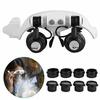 Eyewear Magnifier Headband 8 Lens LED Jeweler Watch Loupe Magnifying Glasses
