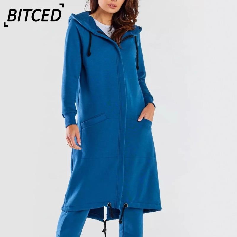 BITCED Женская модная повседневная однотонная толстовка-платье с принтом, Осень-Зима, с длинным рукавом