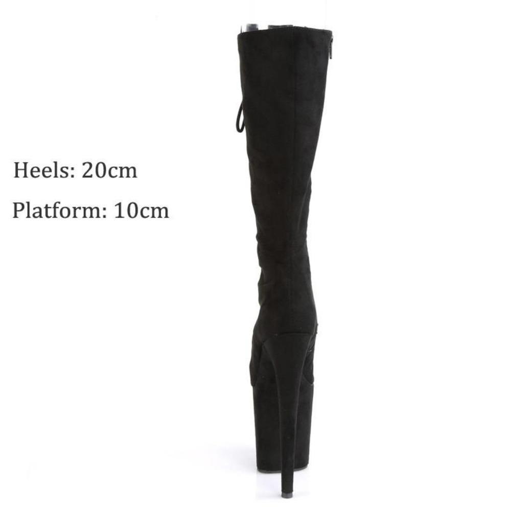 Женские сексуальные ботинки с круглым носком для танцев на пилоне на высоком каблуке для ночного клуба, модельные туфли на платформе, замшевые туфли для вечеринок