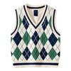 Kids Knitted V-neck Vest Plaid Pattern Elegant Vest
