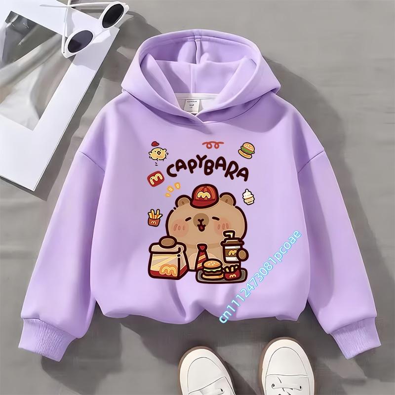 Cabibara Children's Hooded Sweatshirt Boys' Sport Shirt Girls' Cute Casual Top Cartoon Print Autumn/Winter Long Sleeve