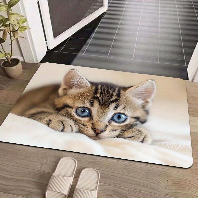 1Pcs Anti Fatigue Kitchen Rugs, Cat Print Waterproof Non-Slip Thick Cushioned Kitchen Mat Heavy Duty Comfort Standing Mat for Kitchen