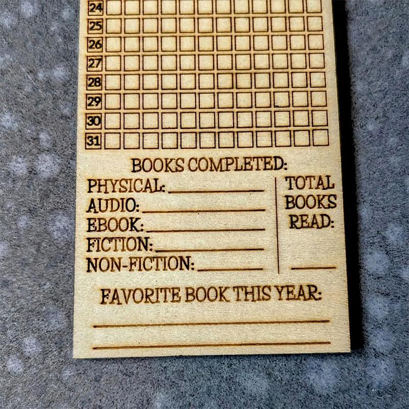 Wooden Book Tracker Bookmark - Books Read This Year Counter, Yearly Habit Log, Laser-Engraved Reader Planner