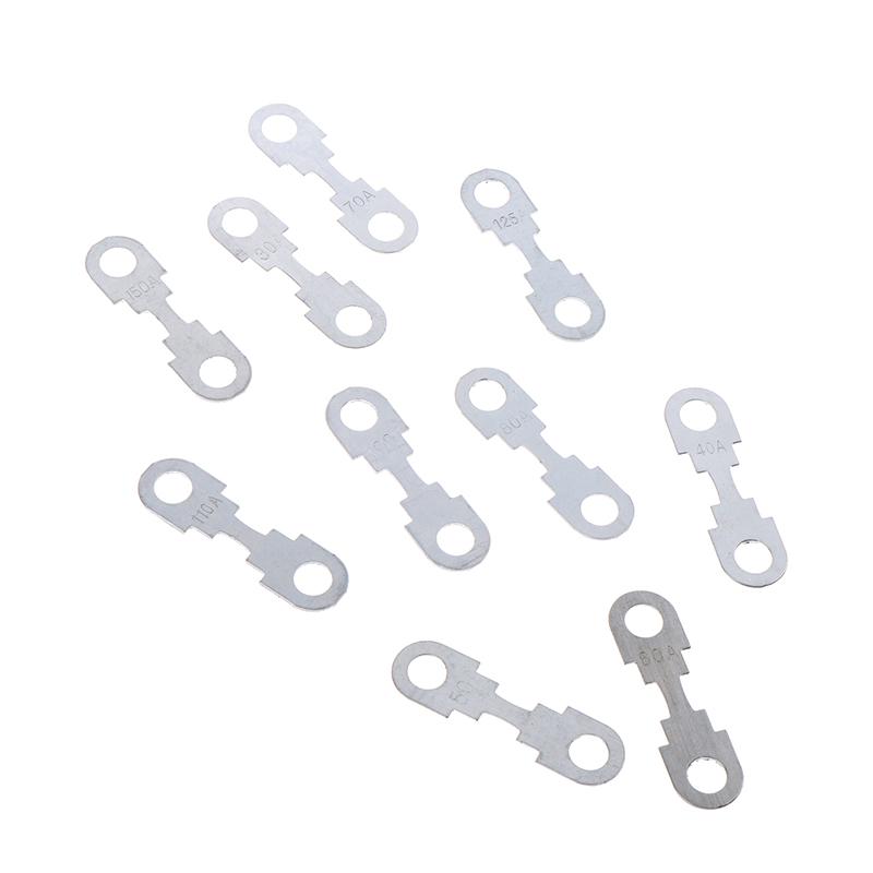 10 шт. 30A-150A 32VDC автомобильный плоский цинковый лист небольшой предохранитель лист для автомобильного предохранителя с круглым отверстием вставки предохранителя автозапчасти