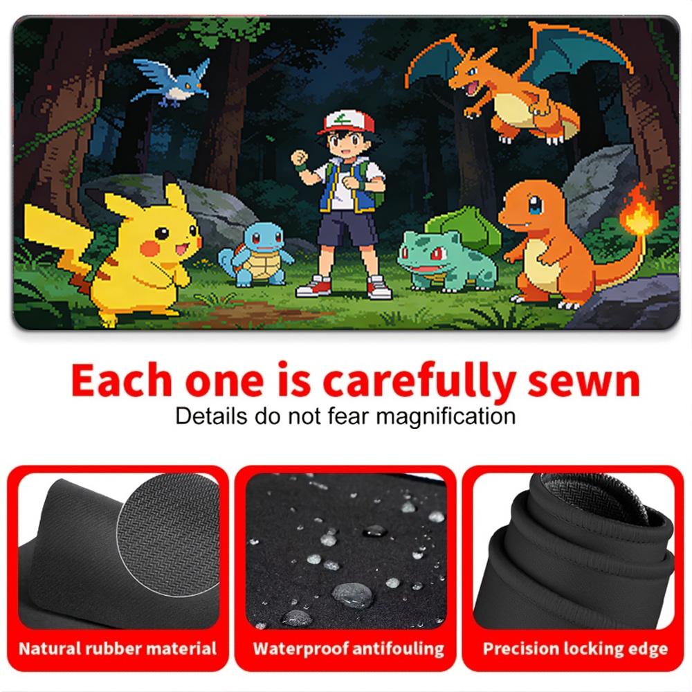 Pokemon Ash  Pikachu Brushing Teeth Gaming Mouse Pad NonSlip Desk Mat