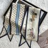 Simulation Silk Thin Narrow Strip Spring and Autumn Versatile Silk Scarf Women's Professional Decoration Small Scarf Headband Tied Bag Gift Scarf