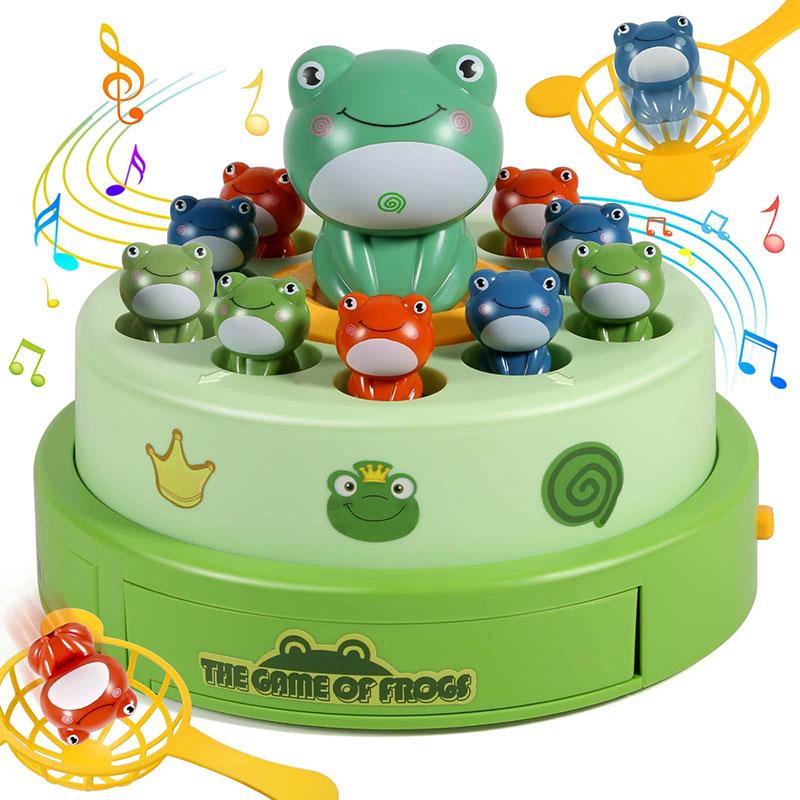 Children'S Fun Catapult Turntable Cartoon Net Fishing Bouncing Little Frog Concentration Interactive Training Puzzle Desktop Toy