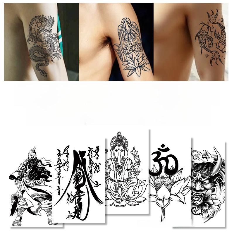 "Waterproof Semi-Permanent Herbal Tattoo Stickers for Men and Women - Durable Text Simulation Spot Tattoos"