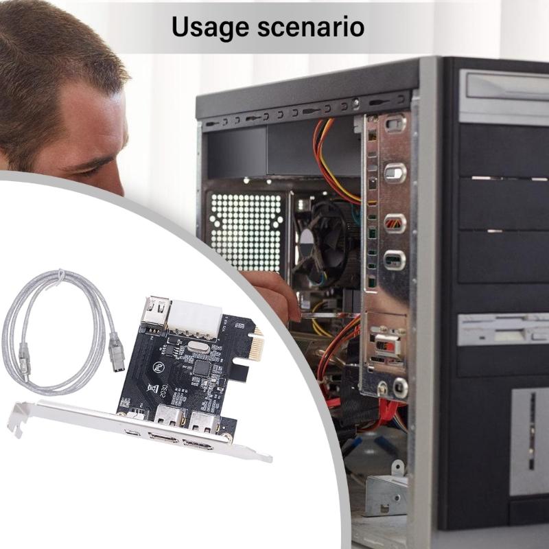 4-портовая карта видеозахвата PCIE 1X на 1394 с адаптером Firewire, настольный компьютер, профессиональная обработка видео