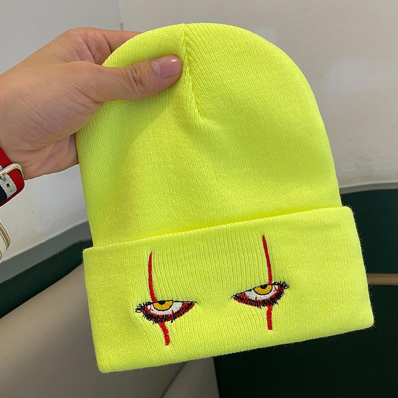 Персонализированная смешная шерстяная шапка на осень и зиму для женщин, вязаная шапка с вышивкой «Глаза клоуна», универсальная теплая хип-хоп шапка-пуловер от холода для мужчин