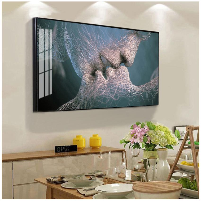 Украшение гостиной, настенное искусство, черный любовный поцелуй, холст, картина, абстрактный принт, плакат, фотографии, домашняя спальня