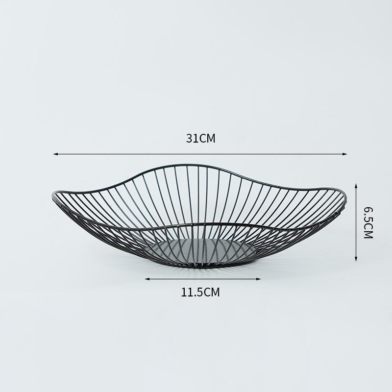 Nordic Ins Iron Art Fruit Basket Lotus Leaf Fruit Plate Storage Basket Household Candy Snack Fruit Tray Living Room Decorations