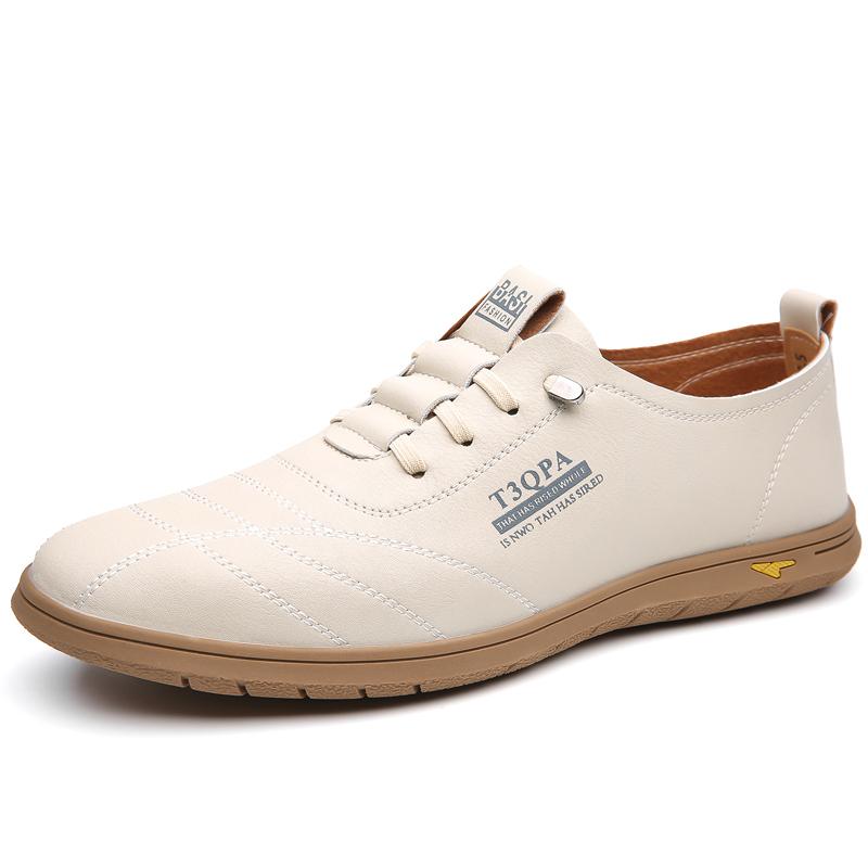 Четырехсезонные мужские белые туфли, удобные мягкие мокасины, мужские повседневные кожаные туфли, дышащие повседневные туфли на плоской подошве, мужские туфли для вождения