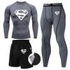 Men's 3-Piece Quick-Dry Compression Sports Set: Short-Sleeve Bodysuit for Running, Basketball, Gym Training.