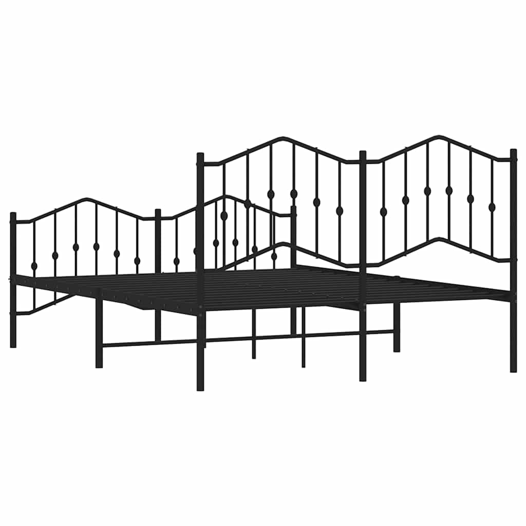 Vidaxl Металлическая Рама Кровати С Изголовьем И Изножьем, Черная, 150X200См