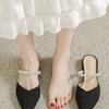 Fashion Summer New Pointed Toe Women's Slippers, Luxury Mid-heeled Sandals, Fashionable and Elegant Slip-on Party Shoes for Women