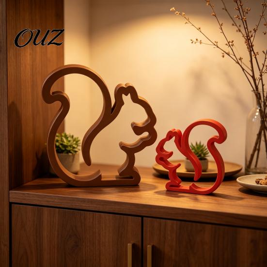 Modern Desktop Decorations for Living Room 3D Printed Squirrel Figurine, Minimalist Statue, Hollow Animal Ornament Cute Ornaments Office and