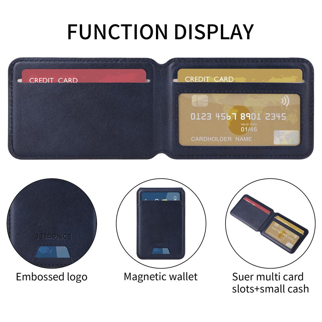 For iPhone 14 Plus Magnetic Case BETOPNICE RFID Blocking Leather Phone Back Cover with Detachable Card Bag