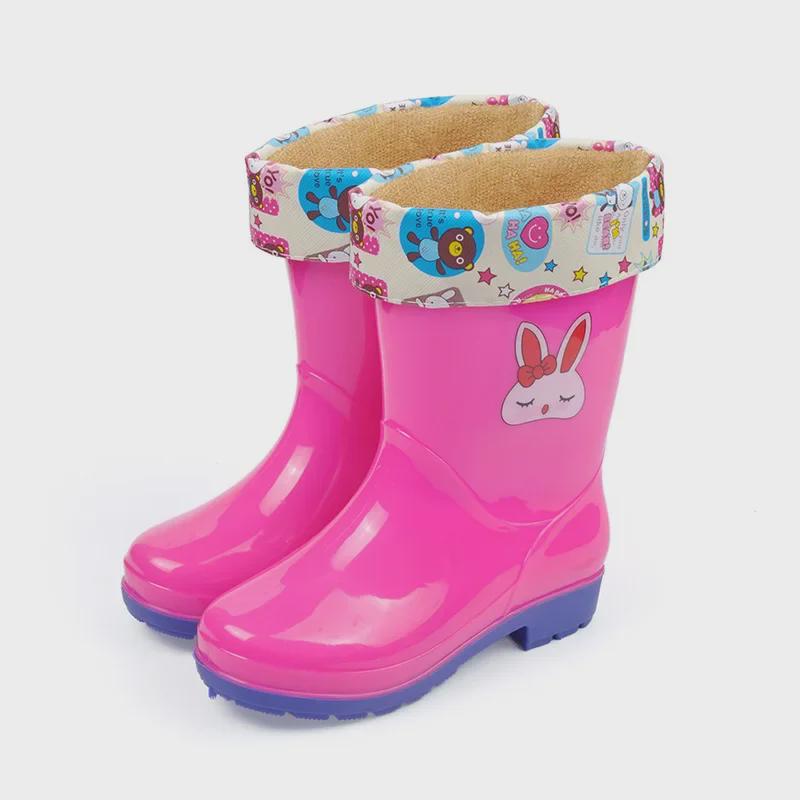 Детские резиновые сапоги средней высоты для мальчиков и девочек — водонепроницаемая обувь для малышей