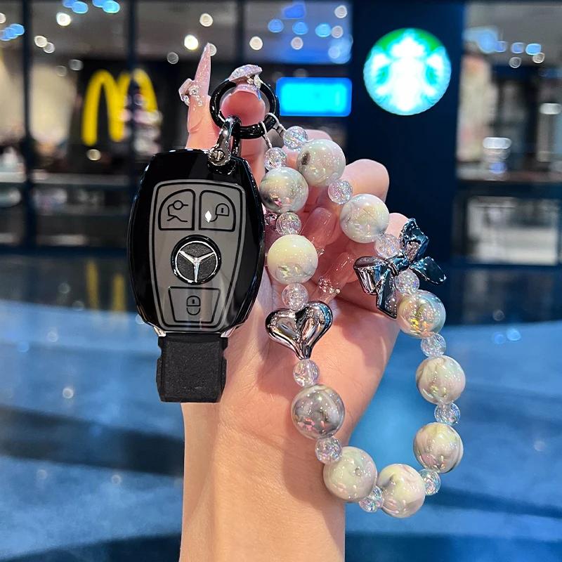 TGM3 Female Key Case for Mercedes Benz CLS CLA GL R SLK AMG A B C S Class 3 Button Remote Car Key Cover Holder Keychain Accessories