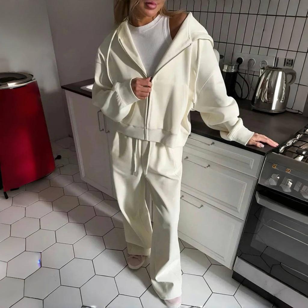 Женский спортивный костюм на молнии и брюки Gary Повседневный комплект из двух предметов Женский повседневный костюм для спорта с капюшоном