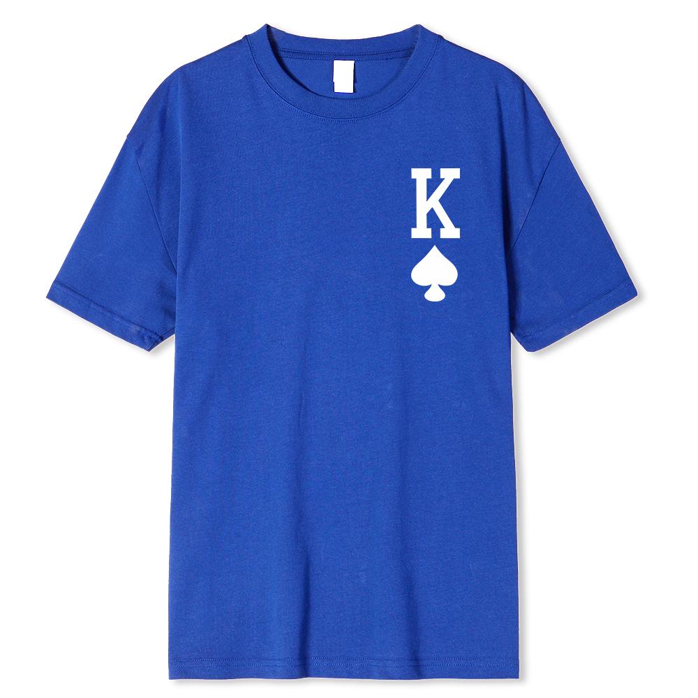 Футболка с коротким рукавом Poker 'K' мужская, повседневная, разноцветная, топ для мужчин, хлопковая, свободная, большого размера, футболка, персонализированные трендовые футболки