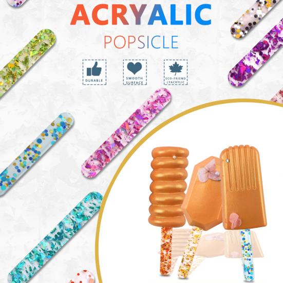 10 шт., акриловые палочки для мороженого, многоразовые формы для льда, палочки для мороженого, безопасные палочки для мороженого для детей, сделай сам, мороженое, торт, конфеты, изготовление пустыни, поделки