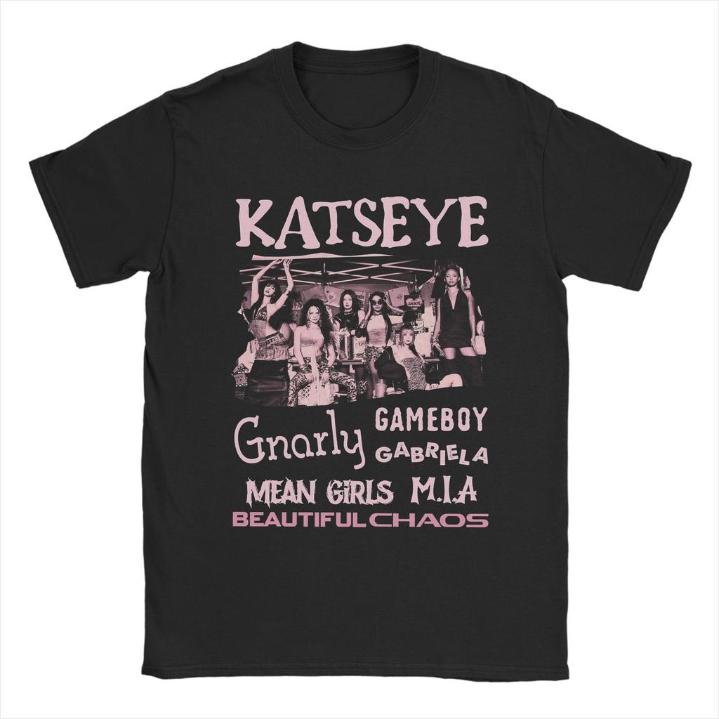 Casual Katseye Kpop Girl Group T-Shirt Men Crew Neck Cotton T Shirts Short Sleeve Tee Shirt Printed Clothing
