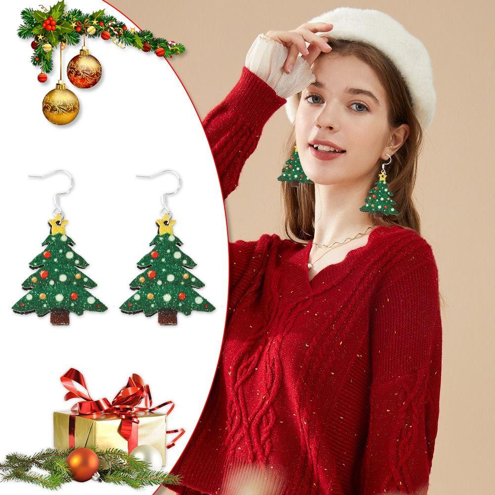 1Pair Handmade Sew Santa Claus Earrings Christmas Tree Xmas Eardrop Christmas Earring Party