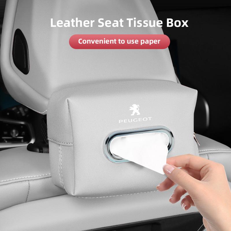 Car Seat Back Tissue Box Auto Leather Tissue Holder For Peugeot 208 308 206 307 207 3008 407 508 2008 5008 301 406/Car keychain