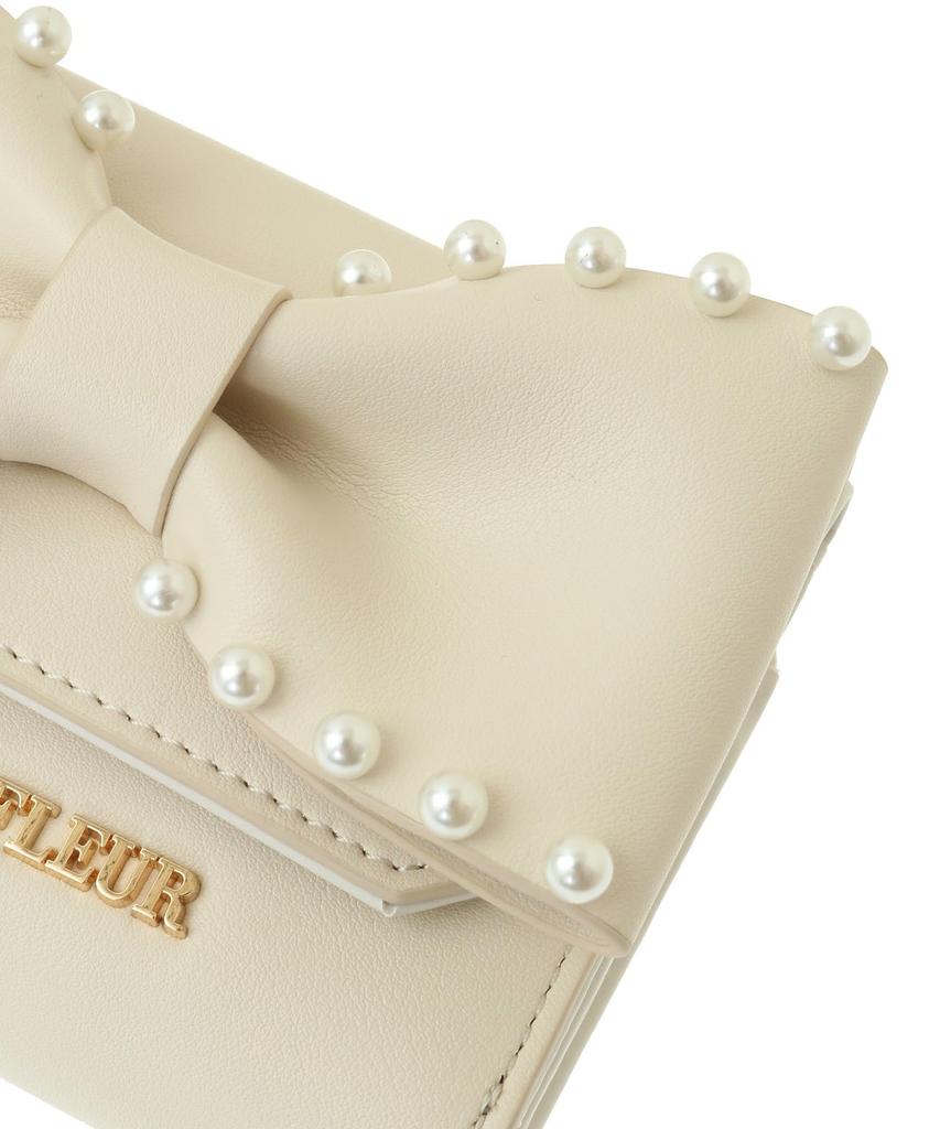 Maison de Fleur Кошелек с лентой и жемчугом цвета слоновой кости, Женский,