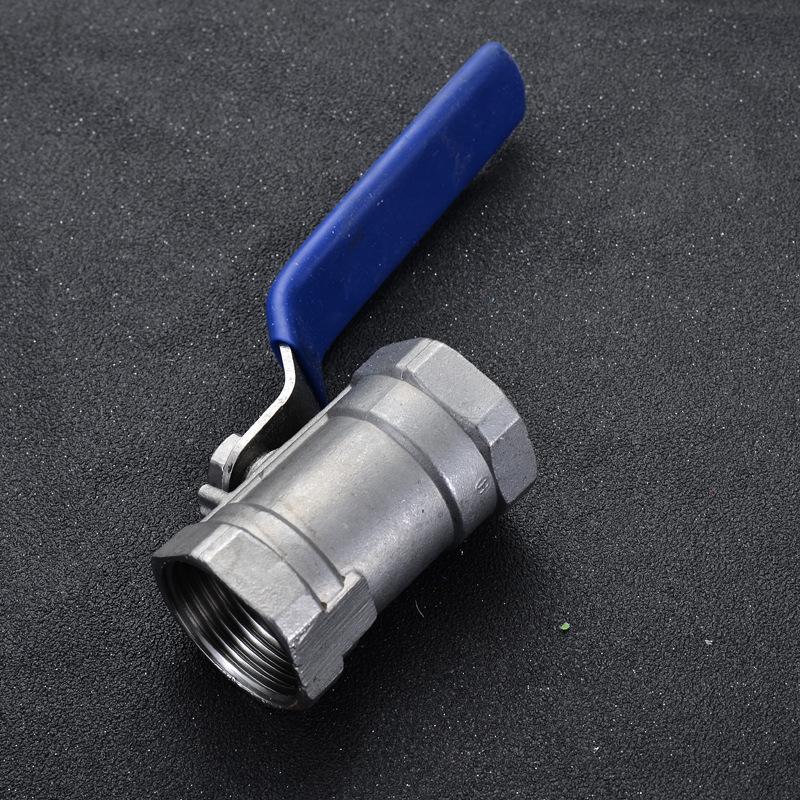 Stainless Steel Ball Valve, One-Piece, Female Threaded, Switch Sizes: 1/2", 3/4", 1" (DN15, DN20, DN25).