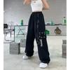 Harajuku Punk Black Cargo Pants Women Gothic Chain White Wide Leg Trousers Female Hippie Street Style Emo Mall Goth