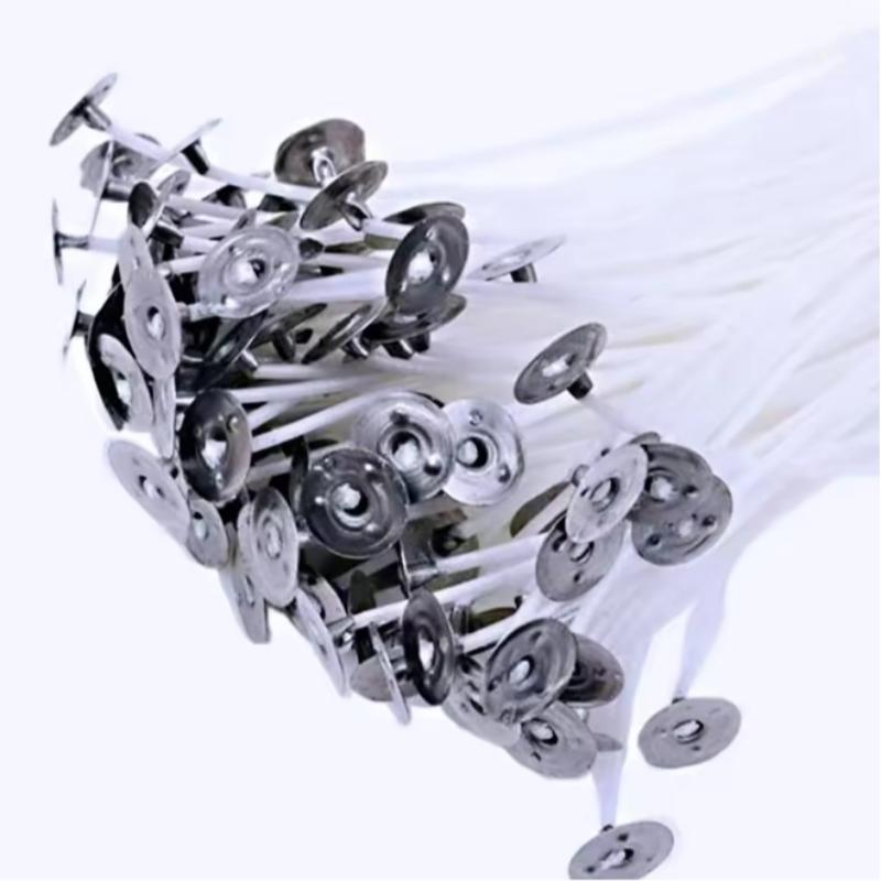 100pcs Waxed Cotton Candle Wicks Set with Stand Original Smokeless Candle Wicks Soy Oil Wax Core Woven Making Candles Supplies