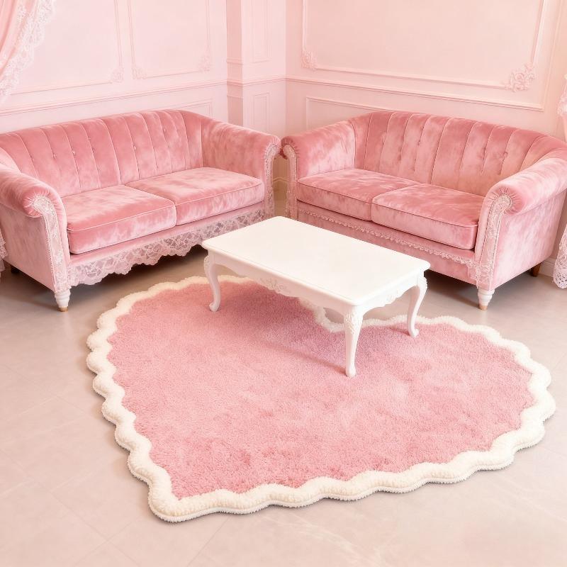 Pink Irregular Heart Shaped Rug Plush Soft Bedside Rug For Bedrooms Girly Room Decor Rug Home Decoration Carpet