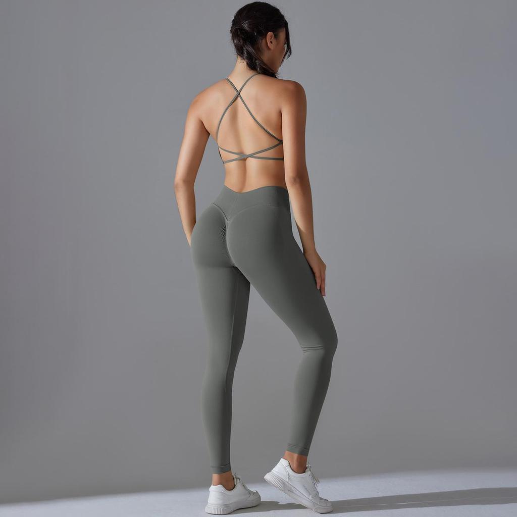 Nessaj Одежда для бега и тренировок, женская бесшовная спортивная одежда, леггинсы с высокой талией, бюстгальтер с перекрестными бретелями, комплект для йоги