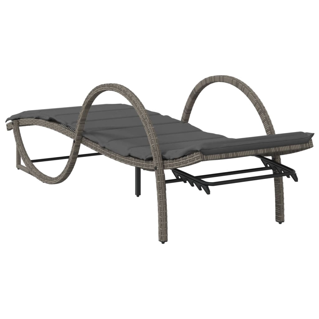 2 Piece Sun Lounger Set with Grey Poly Rattan Cushions