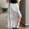 Irregular White Boho Style Skirts Korean Lace Ruffles Skirt Harajuku Y2K Skirt Vintage Elegant Chiffon Skirts A-Line Cake Skirt