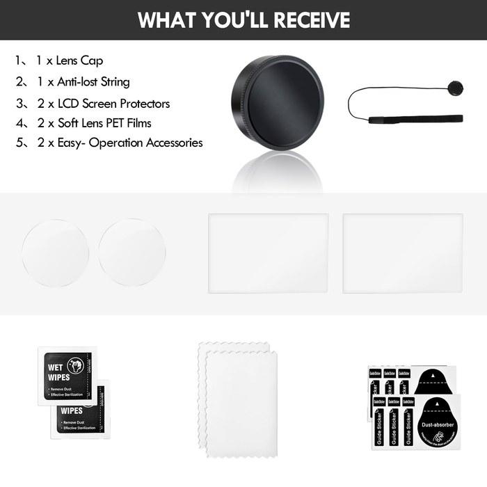 [Hiyqin] Screen Protector & Lens Cap for [Fujifilm] Instax Wide Evo Hybrid Camera - 0.25mm Hardened LCD Screen Protector & Lens PET Film