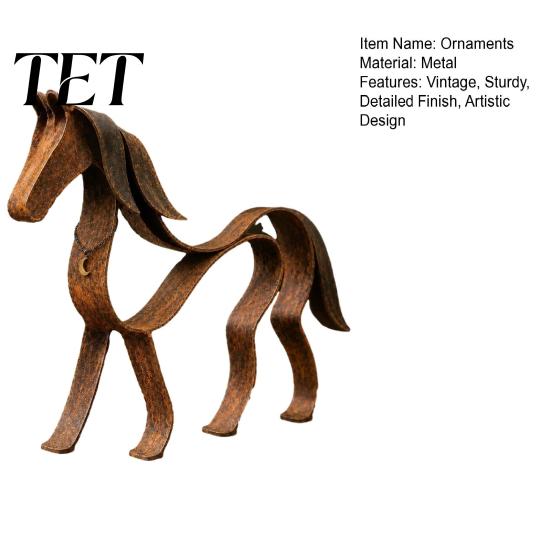 Decorative Desktop Sculpture Vintage Metal Horse Figurine, Handcrafted Rustic Art Statue, Stable Figurine Modern Decor Ornament for Home Office Shelf
