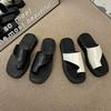 2025 лето и осень новая верхняя одежда повседневная универсальная пляжная прохладная обувь женские черные мягкая подошва закрытый носок удобные тапочки