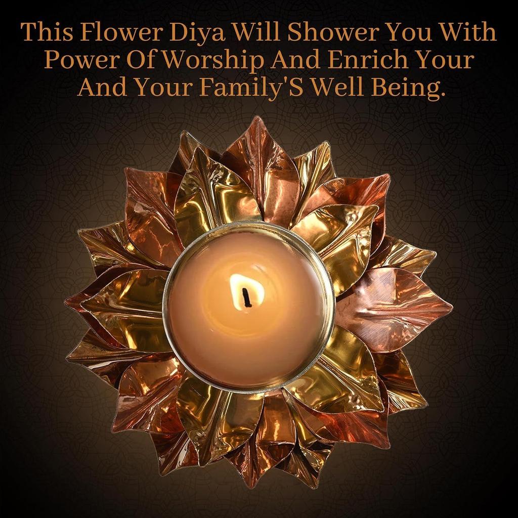Copper Metal Brass Lotus Diya for Puja Home Decoration Item Gift Kamal Akhand Diyas Deepak Oil Lamp Pooja